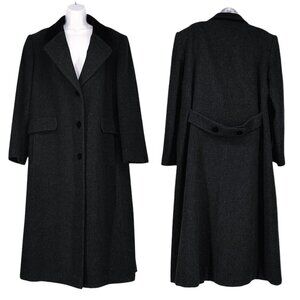 VTG Forecaster of Boston Long Wool Coat Velvet Trim Preppy Old Money Womens 16 B